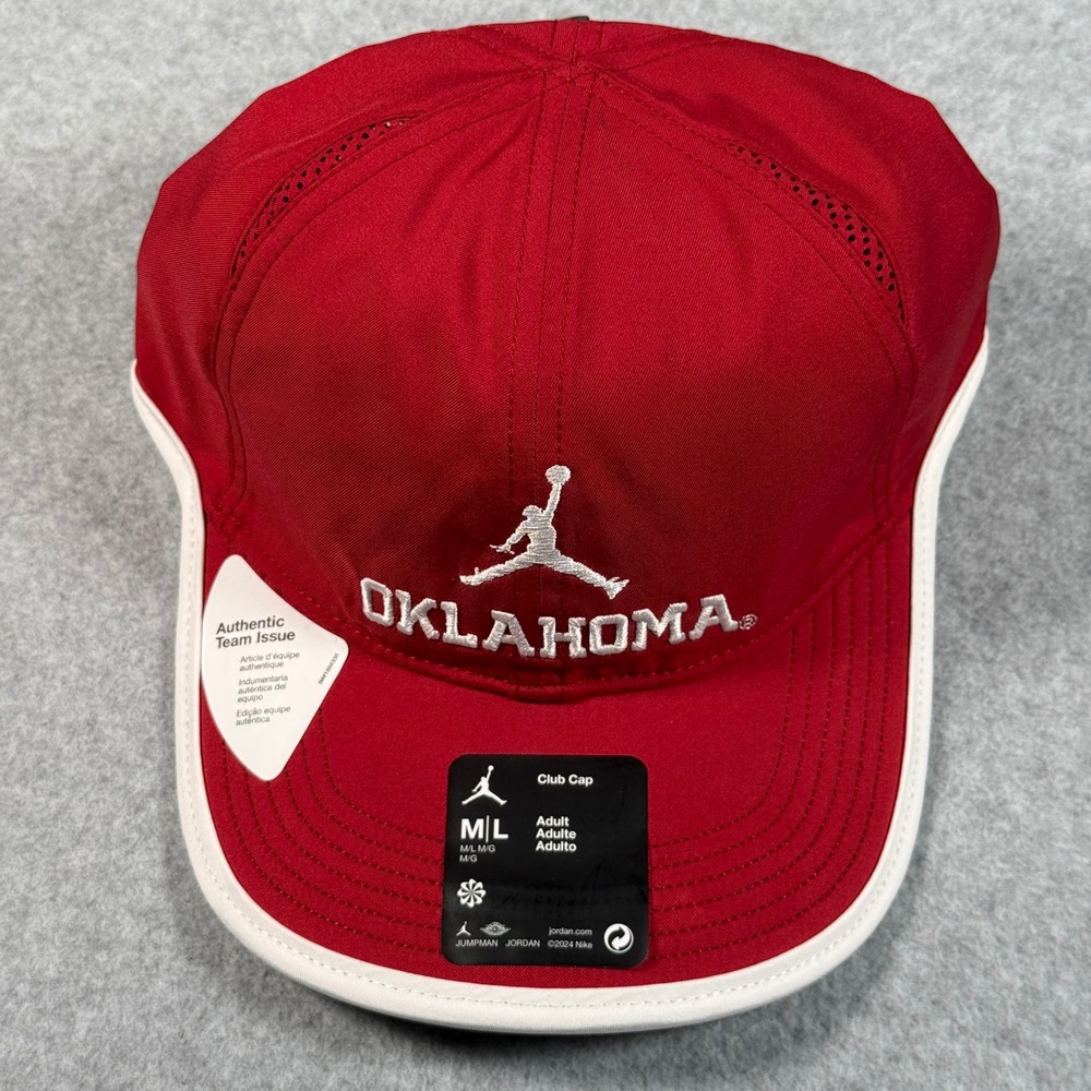 Jordan Brand Oklahoma Sooners Hat Men's M/L Red Club Cap Dri-Fit Team Issue